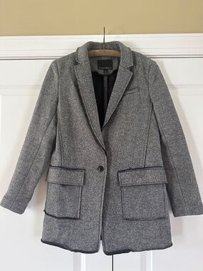 Banana Republic Raw Edge Oversized Wool Blazer, Gray